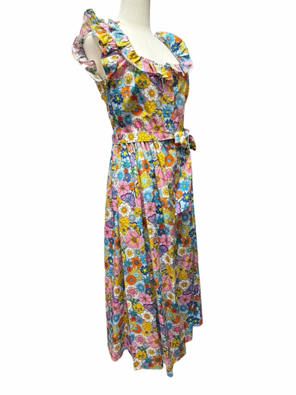 B-11 Borgo de Nor Lou Lou Good Vibes Pale Blue Floral Midi Dress - Picture 4 of 12
